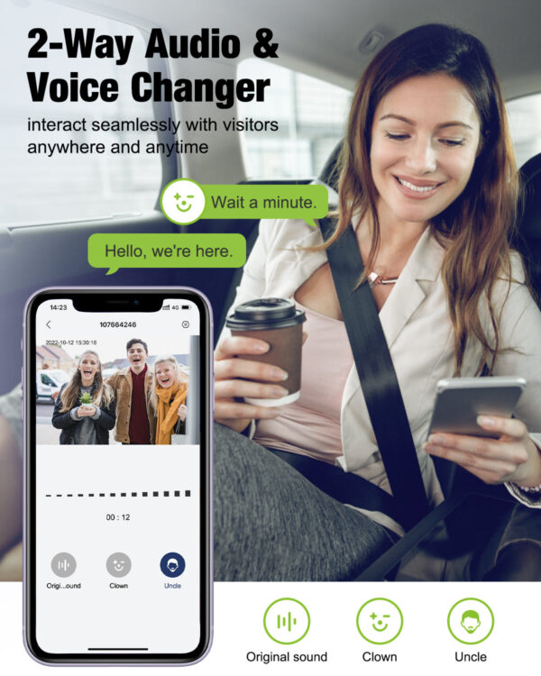 1080P WiFi Doorbell Camera with Chime - Smart Home Security, Alexa & Google Compatible, MUBVIEW J9 Plus (White)