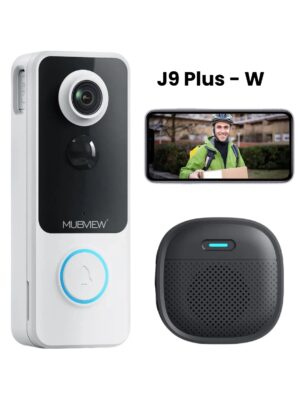1080P WiFi Doorbell Camera with Chime - Smart Home Security, Alexa & Google Compatible, MUBVIEW J9 Plus (White)