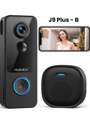 1080P WiFi Doorbell Camera with Chime - Smart Home Security, Alexa & Google Compatible, MUBVIEW J9 Plus (Black)