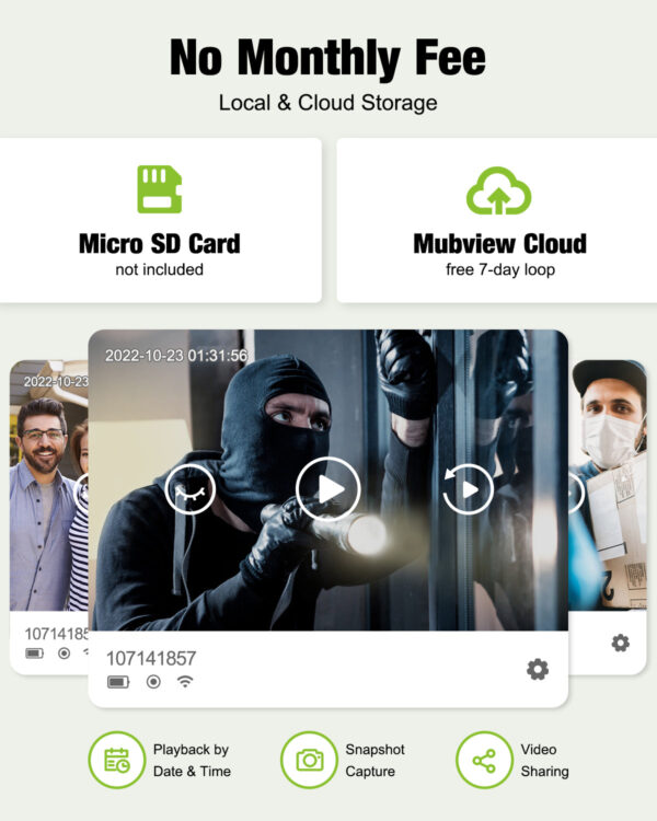 1080P WiFi Doorbell Camera with Chime - Smart Home Security, Alexa & Google Compatible, MUBVIEW J9 Plus (White)