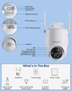 360° PTZ 2K Solar Powered Security Camera - Battery WiFi Camera for Indoor/Outdoor, MUBVIEW GX8S